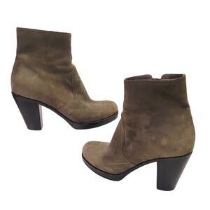 Fiorentini Baker EUR 37 US 7 Suede Boots Green Gray Booties 3" Heeled Zip